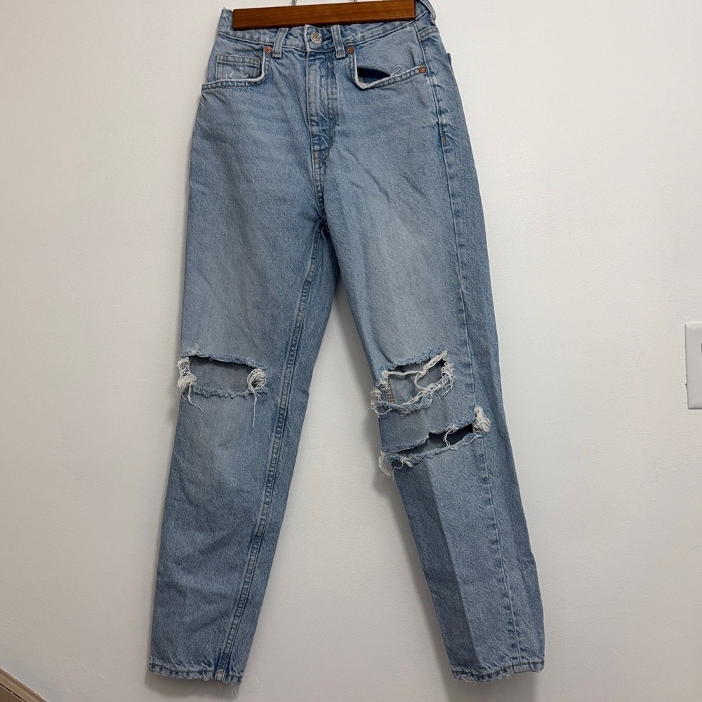 Zara Distressed Light Blue Jeans